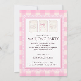 Mahjong Party Invitation, grandmillennial swans 招待状