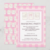 Mahjong Party Invitation, grandmillennial swans 招待状 (正面/裏面)