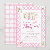 Mahjong Party Invitation, mahjong instant invite 招待状 (正面/裏面)