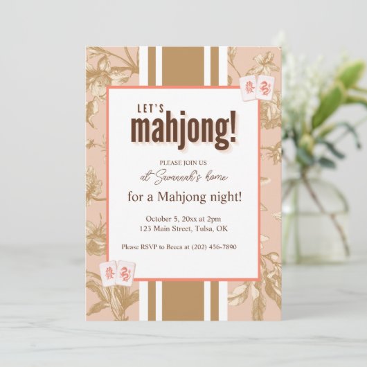 Mahjong Party Invitation, toile, mahjong tiles 招待状 (スタンド正面)