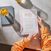 Mahjong Party Invites, Bamboo lettering, pink tile 招待状