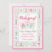 Mahjong Party Pastel Tile Border  招待状 (正面)