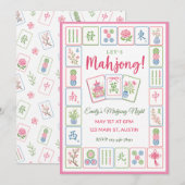 Mahjong Party Pastel Tile Border  招待状 (正面/裏面)