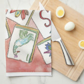 Mahjong  peach キッチンタオル (四つ折り)