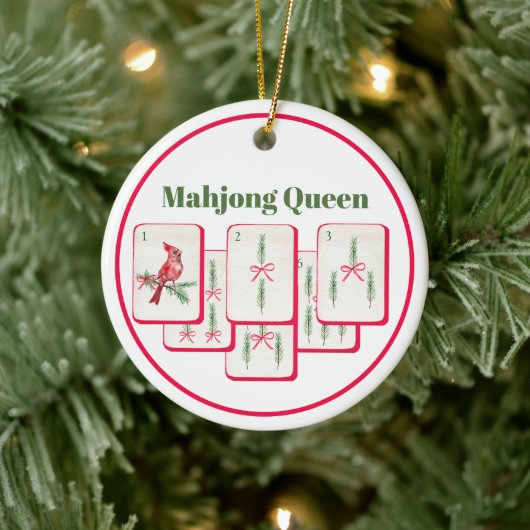 Mahjong Queen Mahjong Christmas Bam Tiles セラミックオーナメント (ツリー)