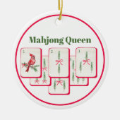 Mahjong Queen Mahjong Christmas Bam Tiles セラミックオーナメント (正面)