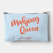 Mahjong Queen Personalized Name Funny Humor Blue アクセサリーポーチ (裏面)