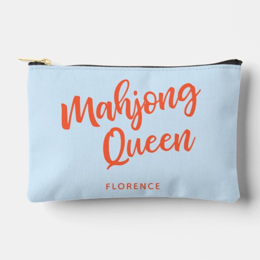 Mahjong Queen Personalized Name Funny Humor Blue アクセサリーポーチ (正面)