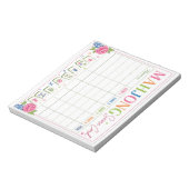 Mahjong Score Card Floral Design ノートパッド (回転)