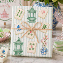 Mahjong Seersucker Wrapping Paper Set