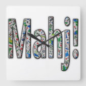 Mahjong Square Clock - Mahj! スクエア壁時計 (正面)
