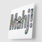 Mahjong Square Clock - Mahj! スクエア壁時計 (傾斜)