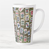 Mahjong symbols on peacock plumage background カフェラテマグ (右)