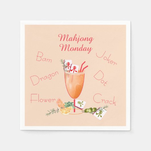Mahjong Tiles and Cocktail Paper Napkin スタンダードカクテルナプキン (正面)
