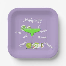 Mahjong Tiles and Margarita Purple Paper Plate ペーパープレート