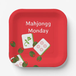Mahjong Tiles and Olives Paper Plate ペーパープレート