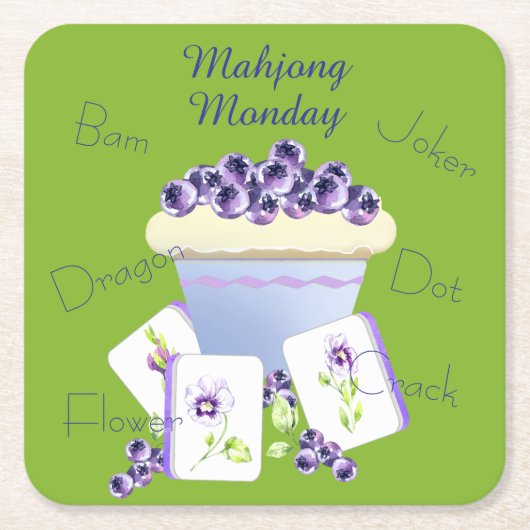 Mahjong Tiles Paper Coaster スクエアペーパーコースター (正面)