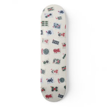 MahJong tiles photography on badge background 