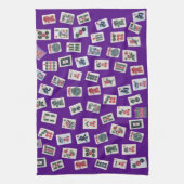 MahJong tiles (symbols) on purple キッチンタオル (縦)