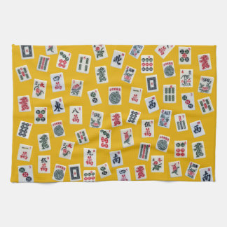 MahJong tiles (symbols) on yellow キッチンタオル