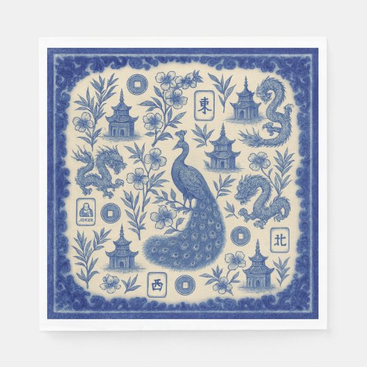 Mahjong Toile Napkins or Guest Towels スタンダードランチョンナプキン (正面)