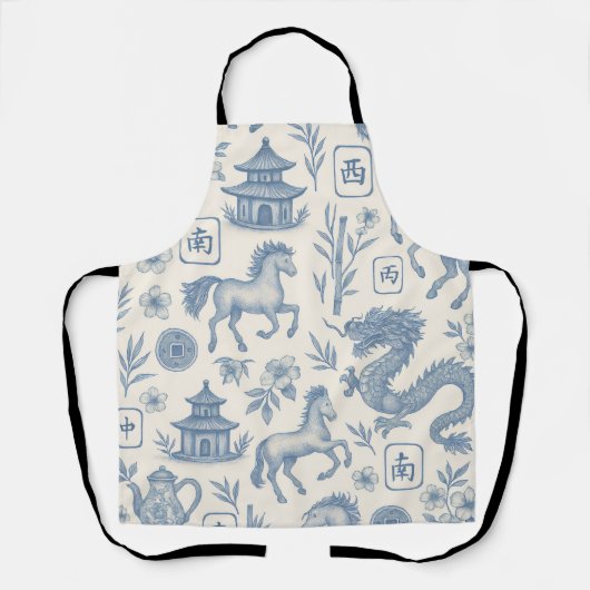 Mahjong Toile - Year of the Horse Apron エプロン (正面)