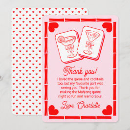 Mahjong Valentine's Cocktail Thank You Card 招待状