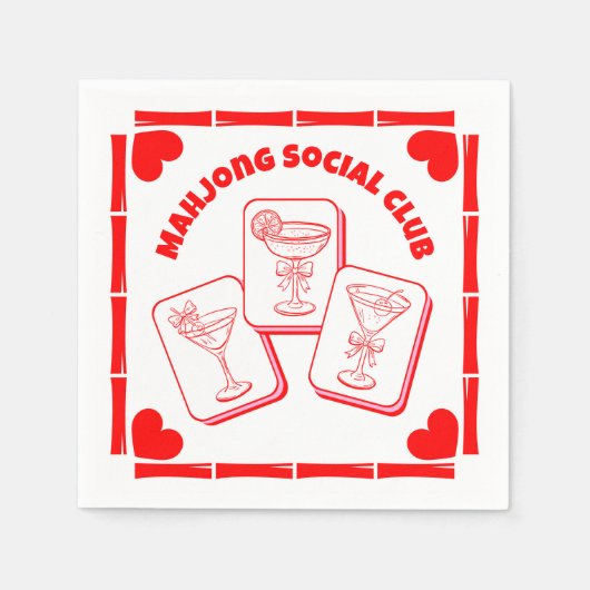 Mahjong Valentine's Party Cocktail スタンダードカクテルナプキン (正面)