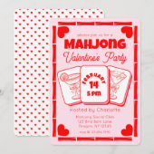Mahjong Valentine's Pink Party Invitation 招待状 (正面/裏面)