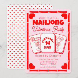 Mahjong Valentine's Pink Party Invitation 招待状