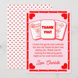 Mahjong Valentine's Pink Thank You Card 招待状