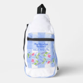 Mahjong Watercolor Flower Check Zip Tile Dice Bag  スリングバッグ (正面)