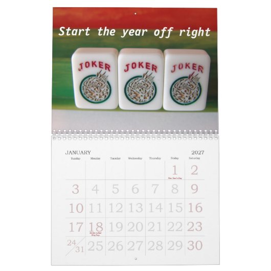 MahJongg恋人2011年 カレンダー (1月 2027)