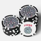 MahJongg tiles design on dark blue ポーカーチップ (積み重ね)