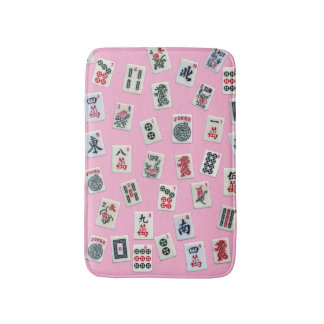 MahJongg tiles design on light pink バスマット