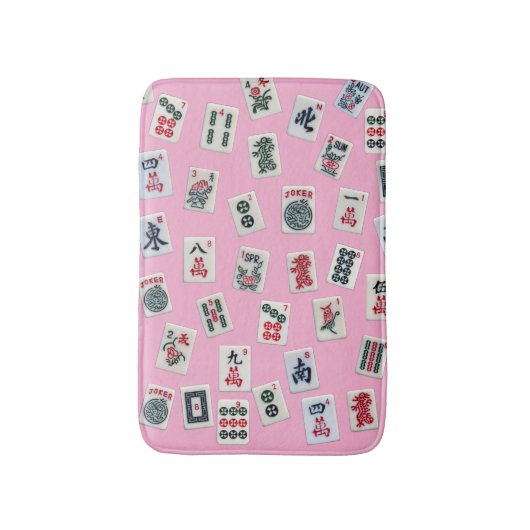 MahJongg tiles design on light pink バスマット (正面縦)