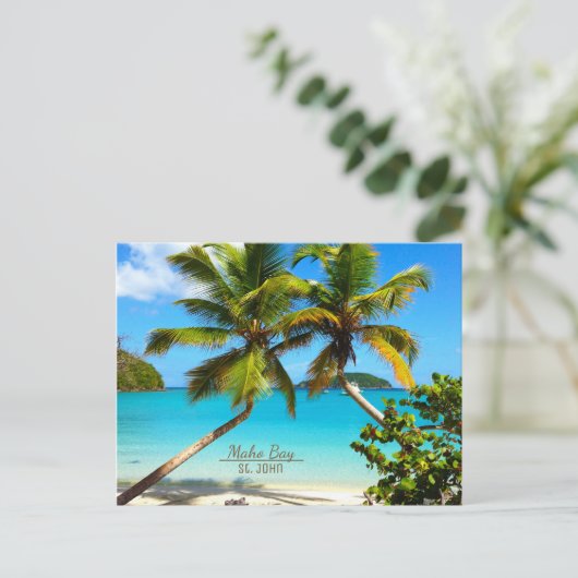 Maho湾のビーチの聖ヨハネの郵便はがき ポストカード (スタンド正面)