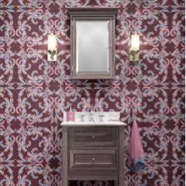 Mahogany Red-Brown Baroque Ornamental Design 壁紙