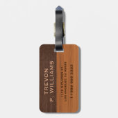 Mahogany Wood And Brown Leather Texture Monogram  ラゲッジタグ (裏面縦)