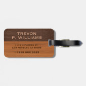 Mahogany Wood And Brown Leather Texture Monogram ラゲッジタグ (裏面横)