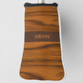 Mahogany Wood And Leather Texture Monogram ゴルフヘッドカバー (回転90)