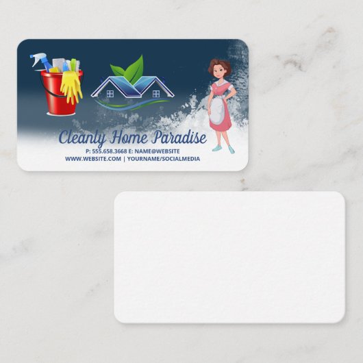 Maid Cleaning House and Cleaning Supplies 名刺 (正面/裏面)