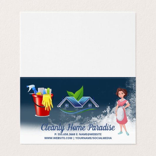 Maid Cleaning House and Cleaning Supplies 名刺 (外部フラット)