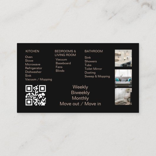 Maid Cleaning House QR Code Sparkling 名刺 (裏面)