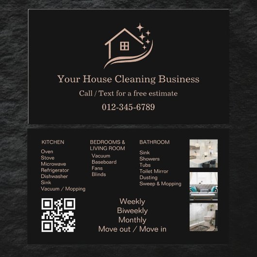 Maid Cleaning House QR Code Sparkling 名刺