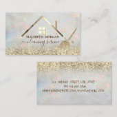  Maid Cleaning House Roof Gold Glitter Opal 名刺 (正面/裏面)