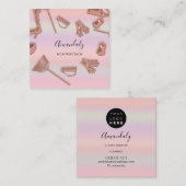 Maid House Cleaning Office Services Logo Rose Pink スクエア名刺 (正面/裏面)