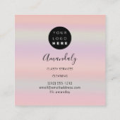 Maid House Cleaning Office Services Logo Rose Pink スクエア名刺 (裏面)