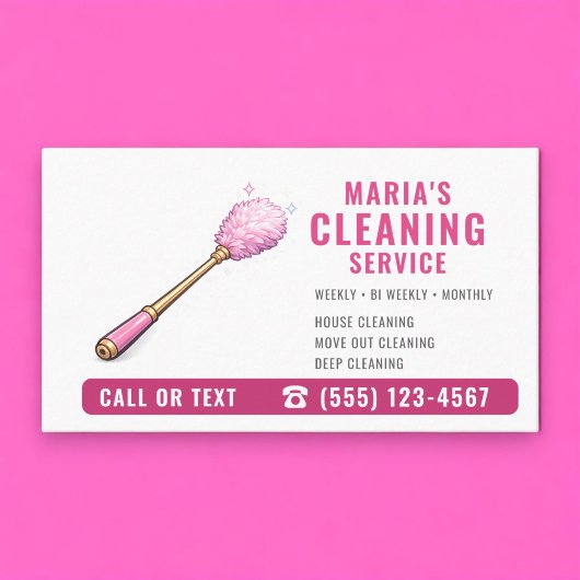 Maid House Cleaning Service Pink  名刺