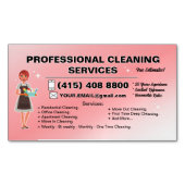 Maid Janitorial Lady Business Card House Cleaning  マグネット名刺 (正面)
